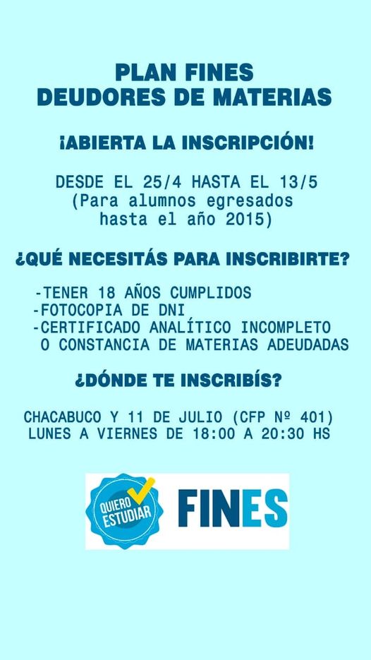 Plan Fines De Adultos Abren La Inscripción Para Materias Pendientes